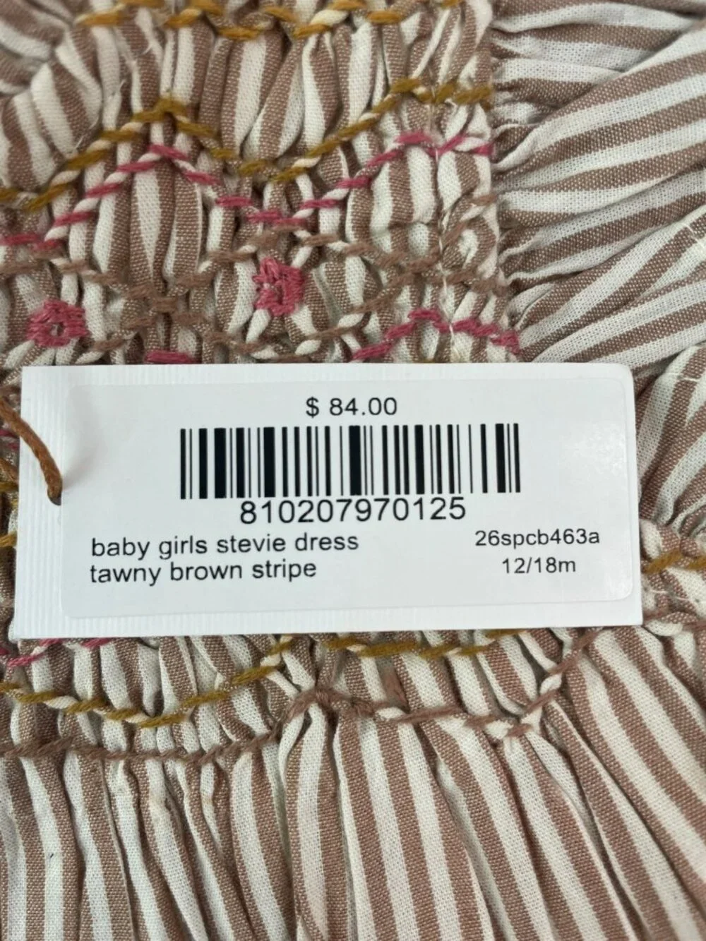 Pink Chicken Stevie Dress & Shorts Tawny Brown Stripe Babies Size 12/18M $84 NWT - Picture 6 of 16